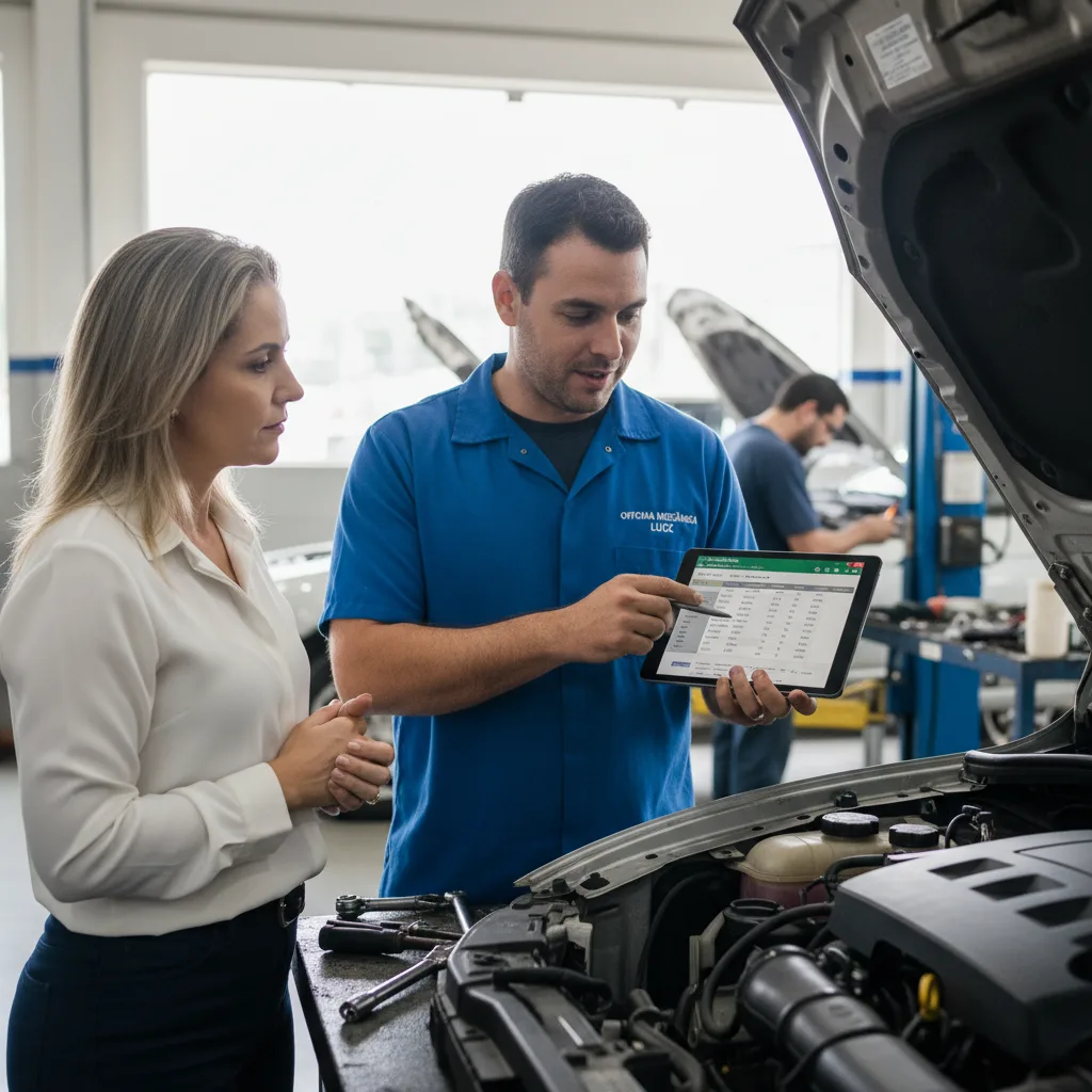 Explicação de diagnóstico e orçamento na oficina